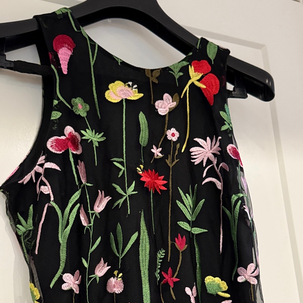 Sam Edelman Black Dress with Multicolor Floral Embroidery